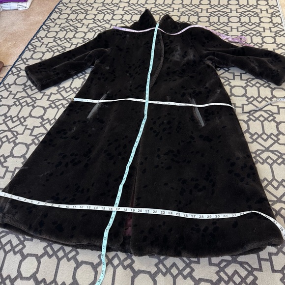 Evan Picone Neiman Marcus Vintage Black Faux Fur Leopard Coat Sz 8 - Picture 11 of 11